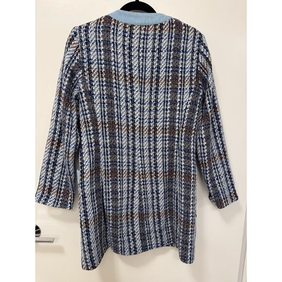 Zara NWT Medium Denim/Tweed Blue Long Preppy Old Money Luxe Blogger Blazer - Picture 3 of 6